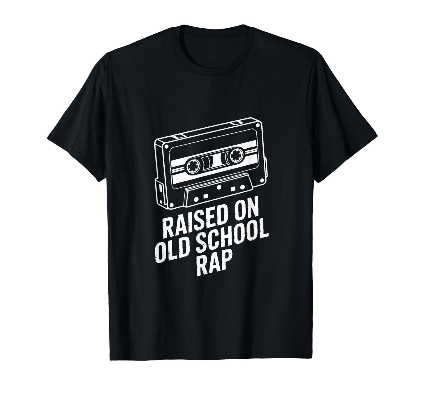 Raised Old School Rap Hip Hop Cassette T-Shirt - Graphic Print for Adults