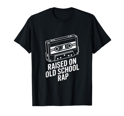 Raised Old School Rap Hip Hop Cassette T-Shirt - Graphic Print for Adults