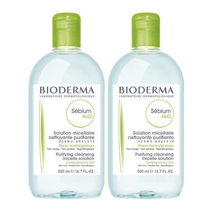 Bioderma Sebium Skincare Set for Oily Skin - Gentle Cleansing & Non-Comedogenic - Sebium H2O & Foaming Gel