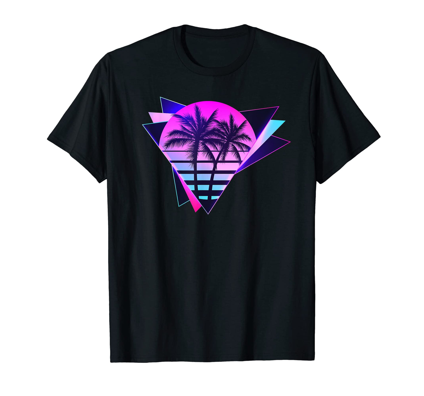 Miami Palm Tree Sunset 80S Vaporwave T-Shirt - Graphic Print Unisex