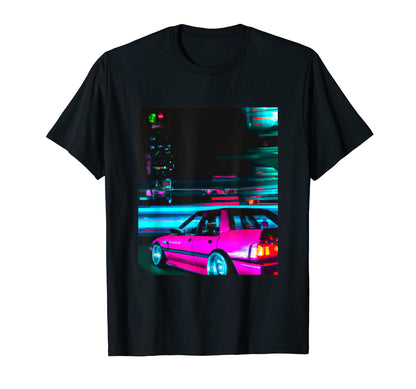 Vaporwave Car Synthwave City Vaporwave T-Shirt - Trendy Graphic Men Women