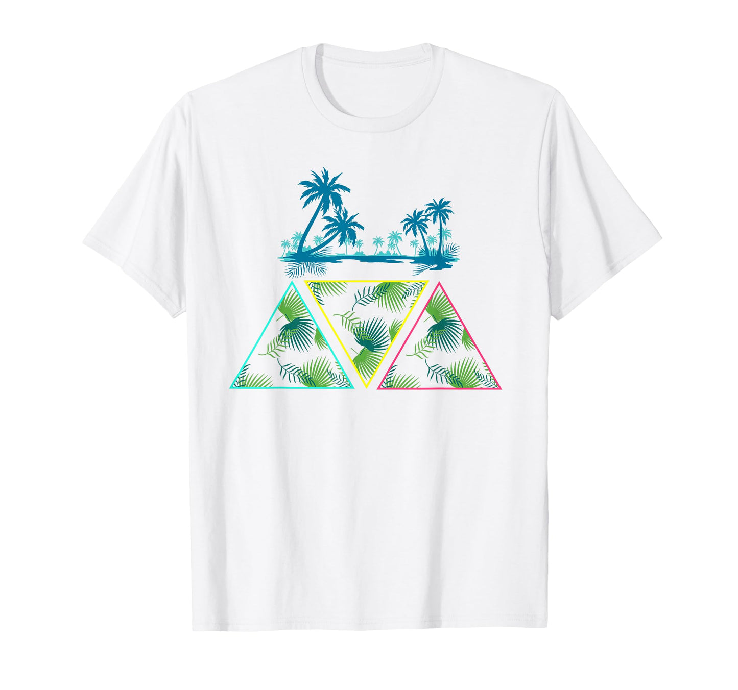 Summer Vacation Art 80S Palm Trees T-Shirt - Trendy Graphic for Adults