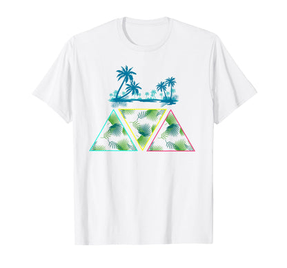 Summer Vacation Art 80S Palm Trees T-Shirt - Trendy Graphic for Adults