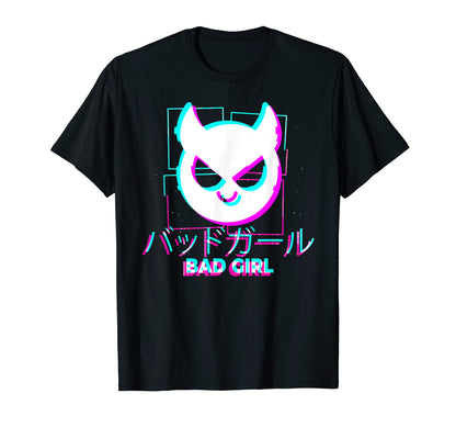 Japanese Glitch Bad Anime Aesthetic T-Shirt - Unique Graphic Men Women