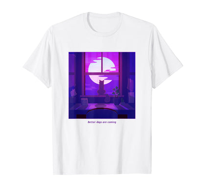 Lofi Chill Cat 90S Anime Pastel T-Shirt - Custom Art Print for Adults