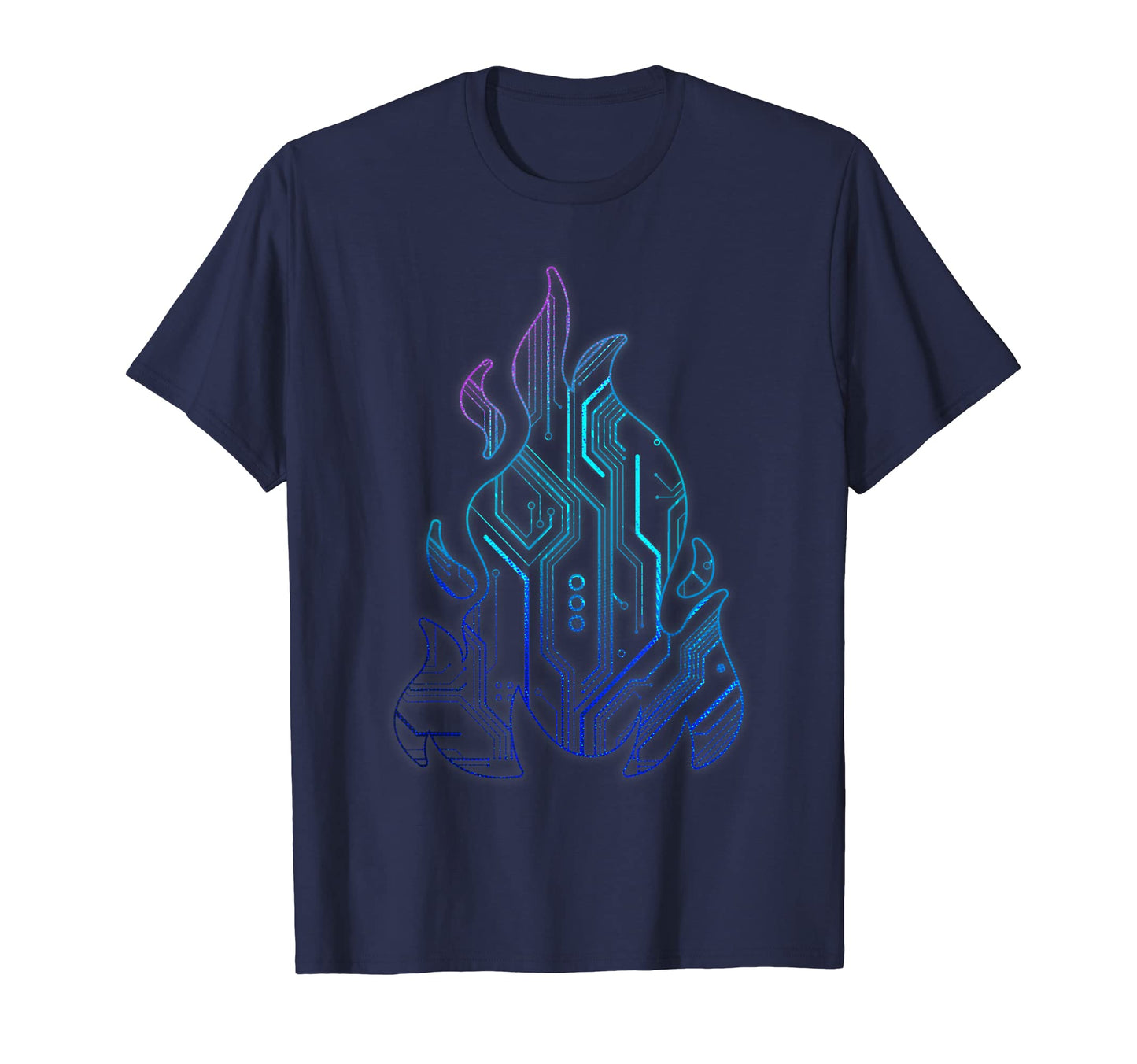 Cyber Aesthetic Flame Futurism T-Shirt - Trendy Graphic for Adults