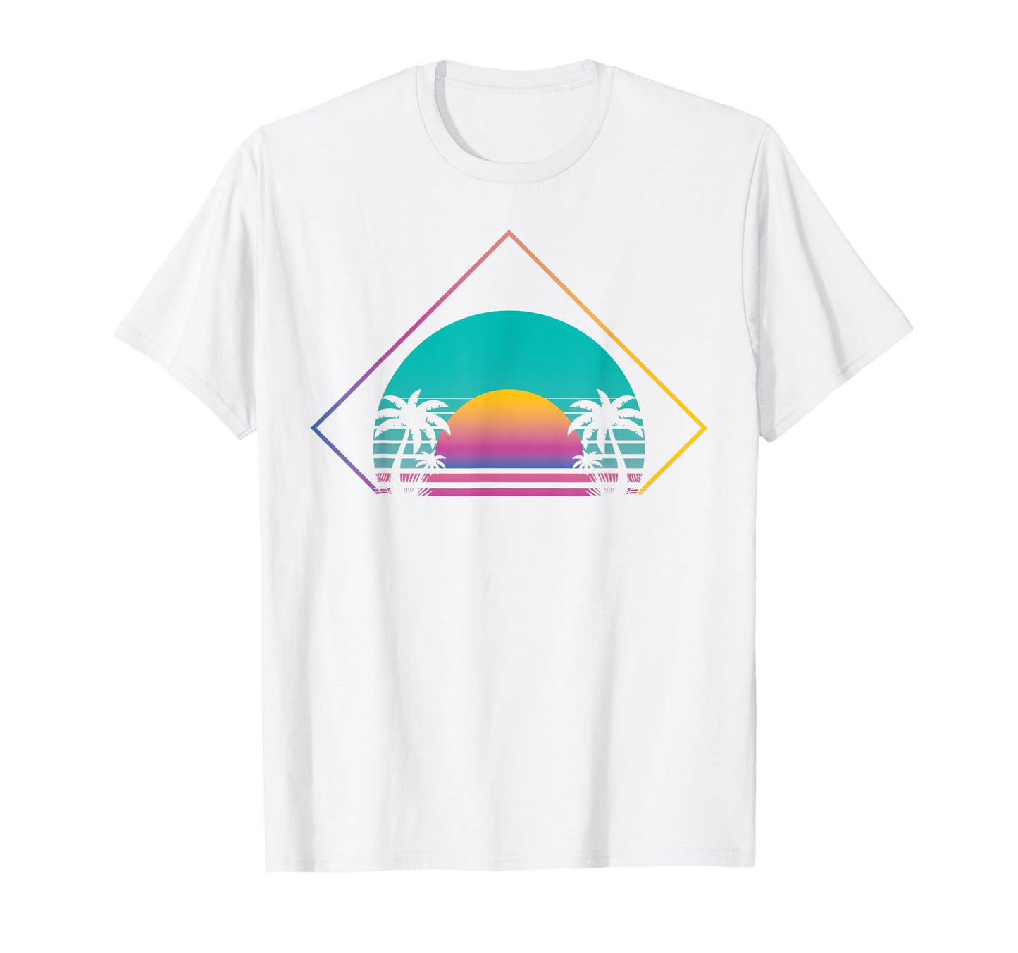 Sunset Palm Trees 90S Art 80S T-Shirt - Streetwear Style Men Women