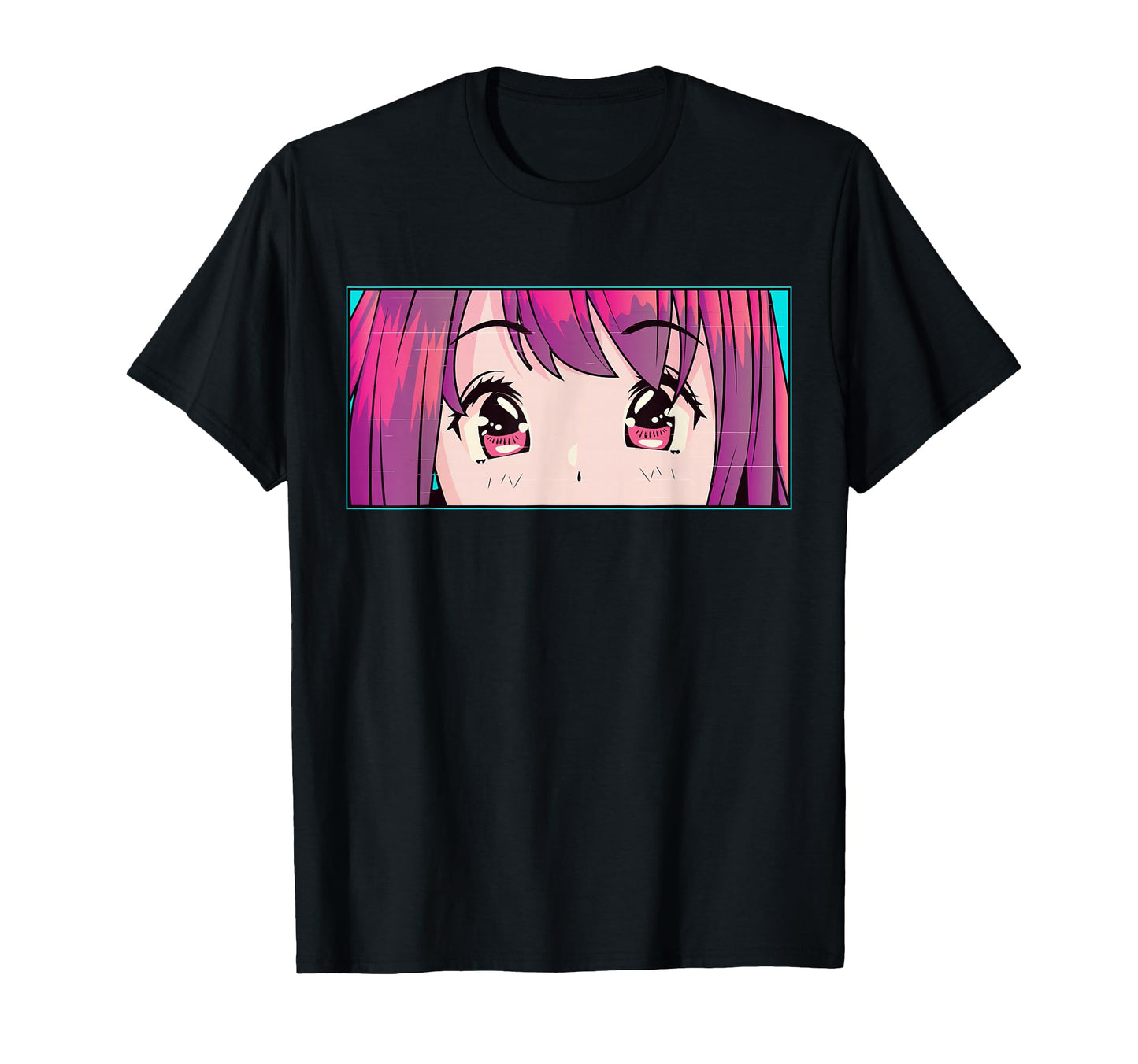 Vaporwave Anime Eyes Anime Aesthetic T-Shirt - Minimalist Print Unisex