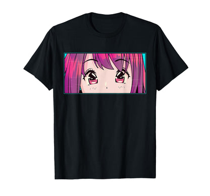 Vaporwave Anime Eyes Anime Aesthetic T-Shirt - Minimalist Print Unisex