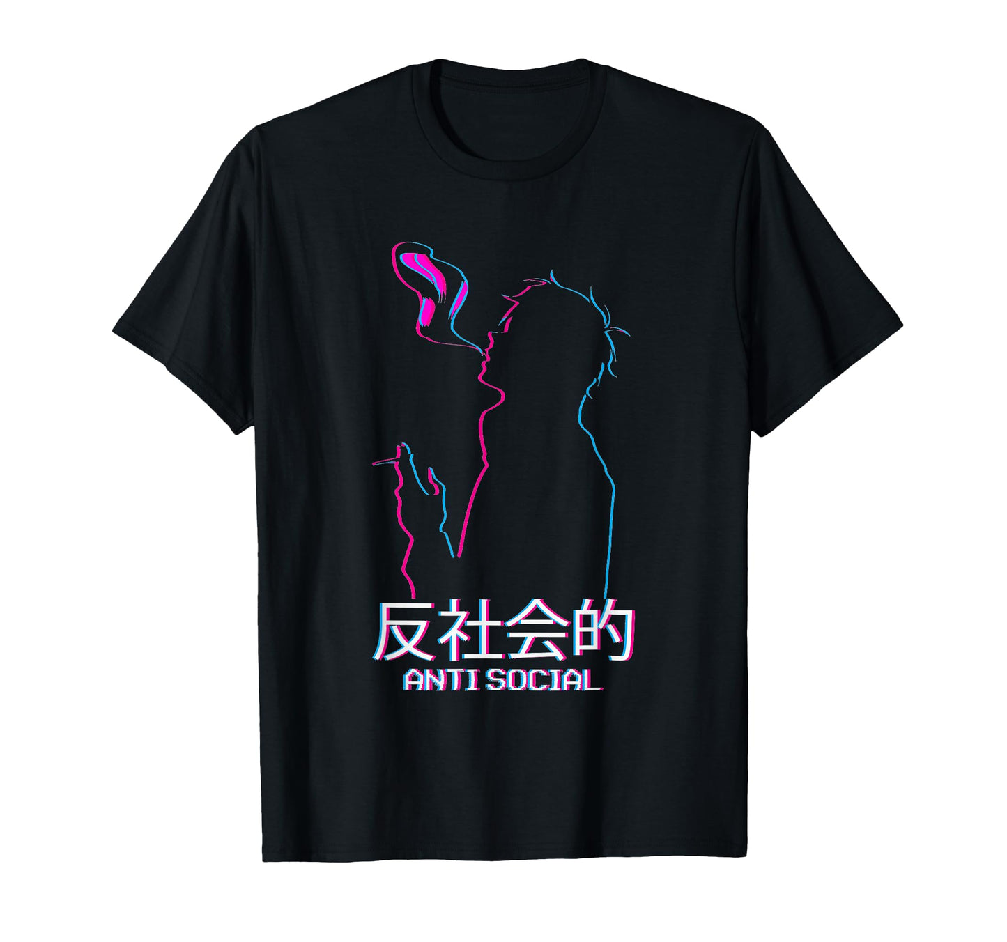 Anti Social Smoking Anime Japanese T-Shirt - Novelty Apparel Unisex