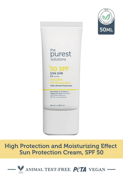 The Purest Solutions Invisible UV Protection SPF50+ Sunscreen - Moisturizing, Non-greasy, Daily UV Protection