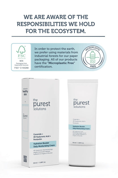 The Purest Solutions Hydration Booster Daily Moisturizing Cream - Ceramide & Hyaluronic Acid Cream for Dry Skin