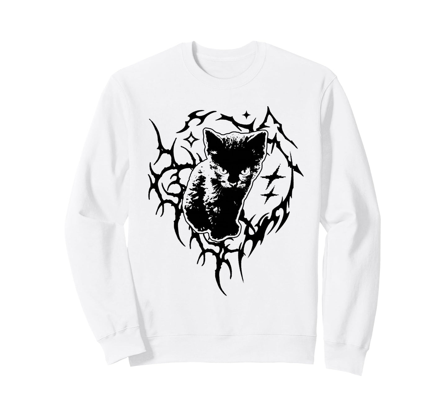 Y2K Cat Emo Goth 90S 2000S Grunge Sweatshirt - Custom Art Print for Adults