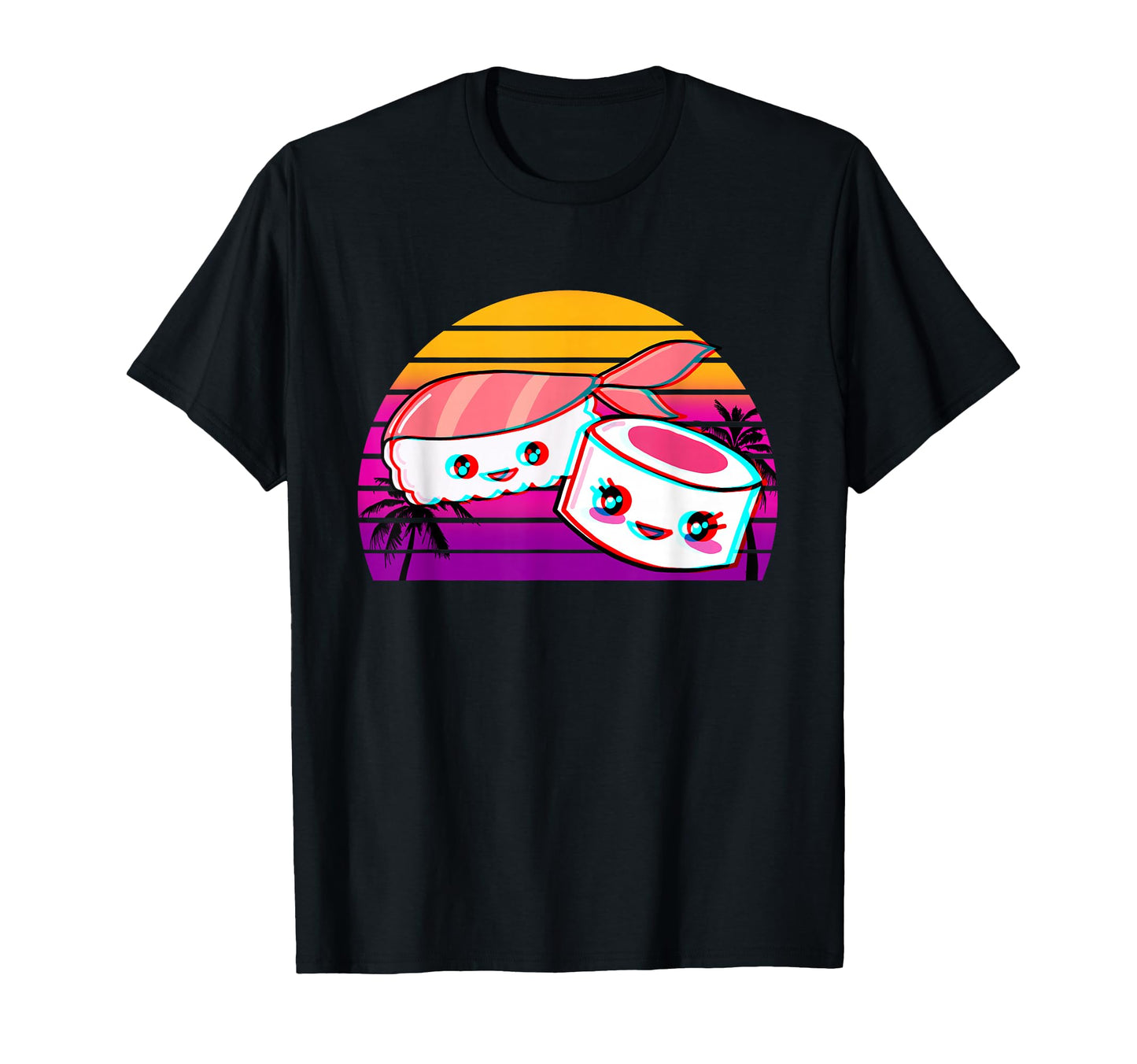 Kawaii Sushi Vaporwave Aesthetic T-Shirt - Casual Everyday Wear Unisex