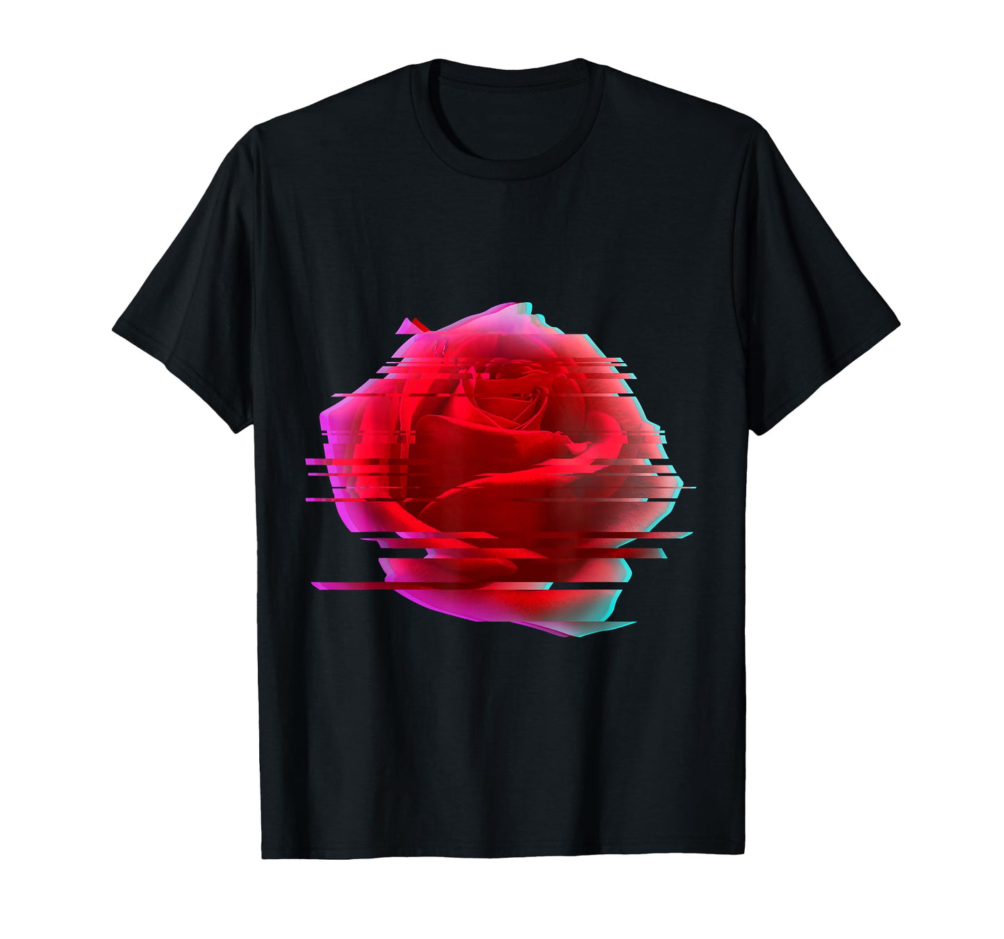 Glitch Rose Vaporwave Aesthetic Trippy T-Shirt - Trendy Graphic Unisex