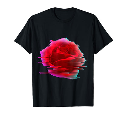 Glitch Rose Vaporwave Aesthetic Trippy T-Shirt - Trendy Graphic Unisex