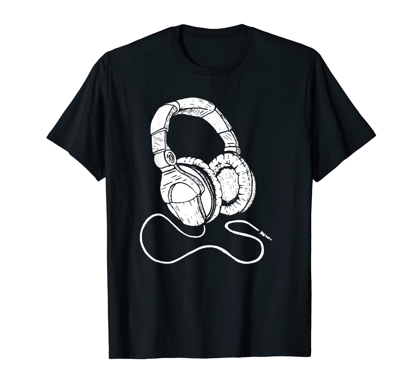 Hip Hop Over Ear Headphones Old T-Shirt - Novelty Apparel for Adults