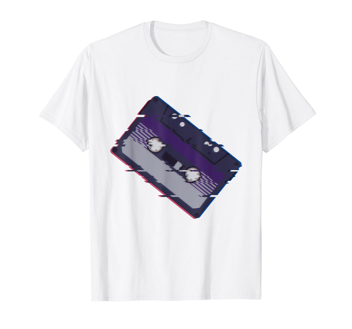 80S Cassette Glitch Art Vaporwave T-Shirt - Casual Everyday Wear Unisex