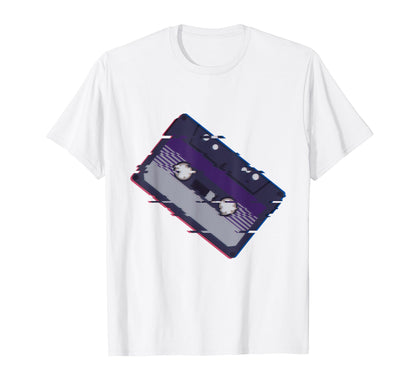 80S Cassette Glitch Art Vaporwave T-Shirt - Casual Everyday Wear Unisex