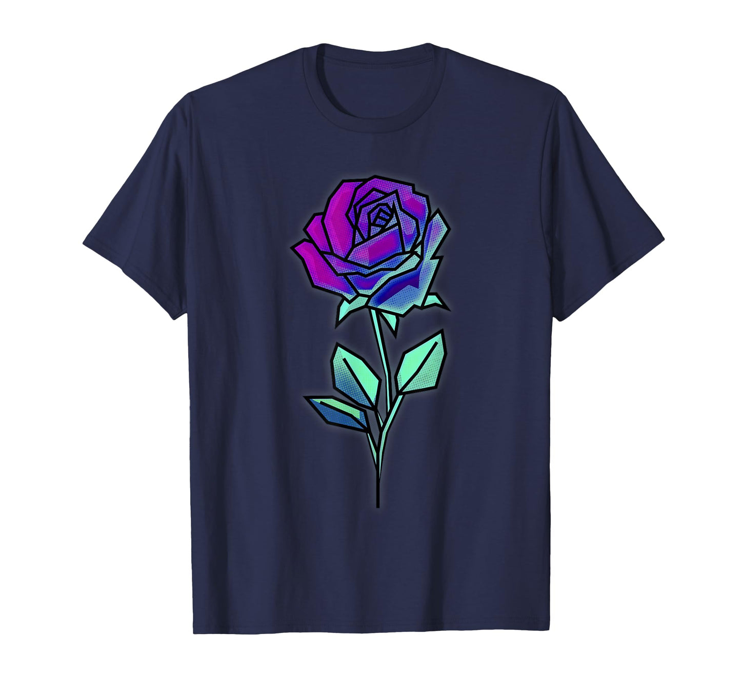Cyber Aesthetic Rose Futurism T-Shirt - Minimalist Print Men Women