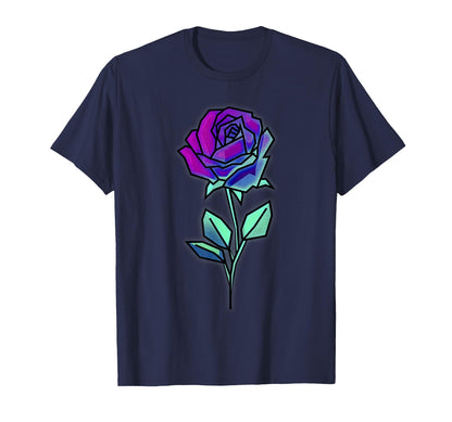 Cyber Aesthetic Rose Futurism T-Shirt - Minimalist Print Men Women