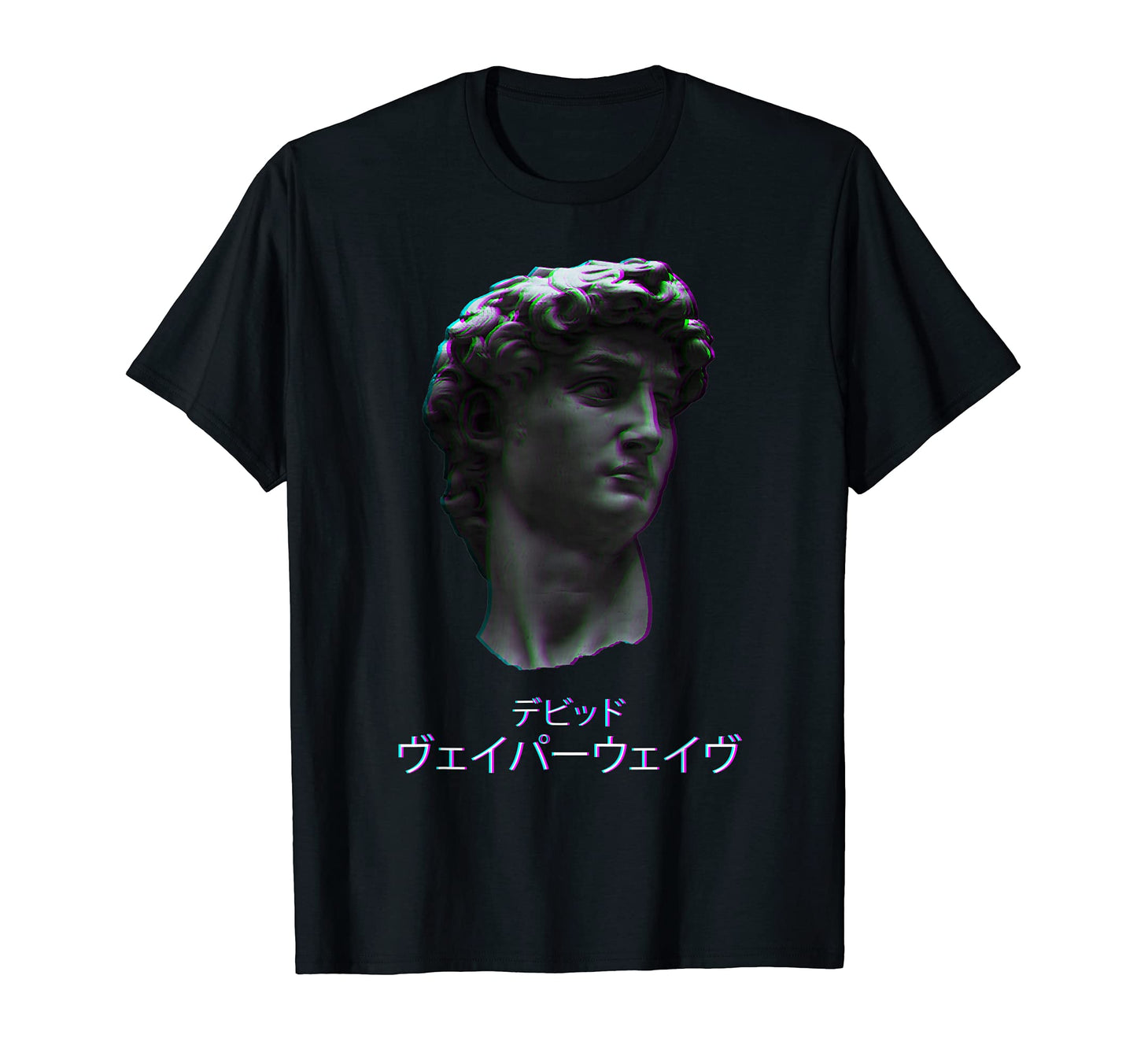 David Italian Statue Retrowave T-Shirt - Minimalist Print for Adults