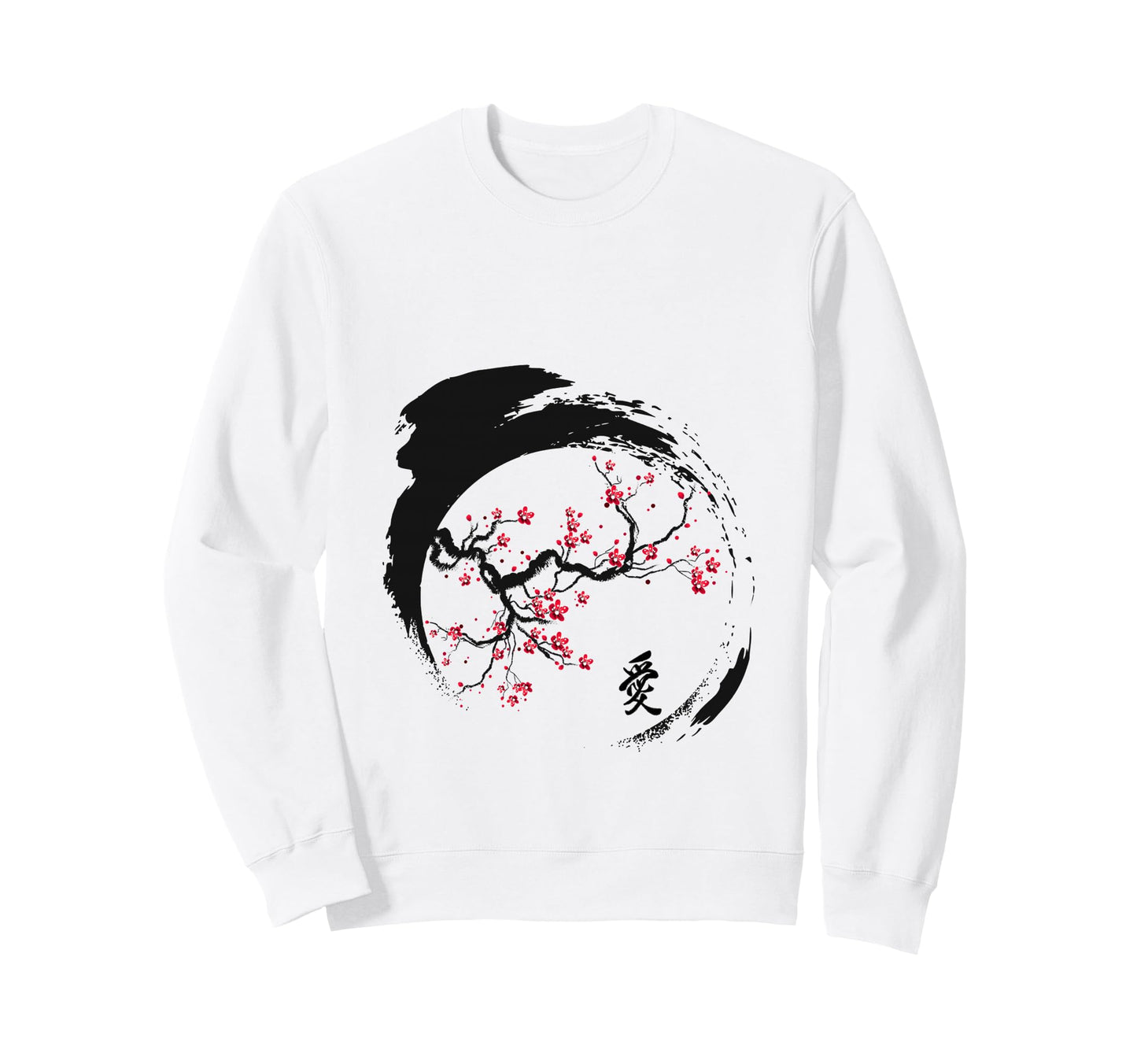 Japanese Cherry Blossom Grunge Sweatshirt - Minimalist Print Unisex