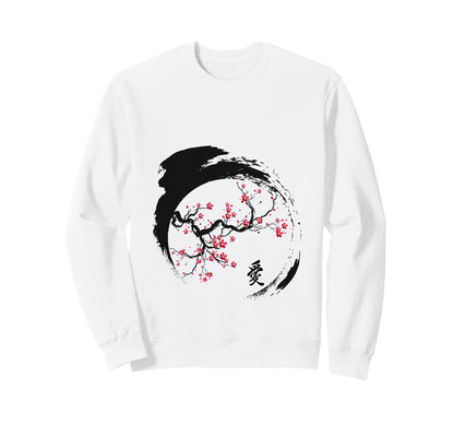 Japanese Cherry Blossom Grunge Sweatshirt - Minimalist Print Unisex