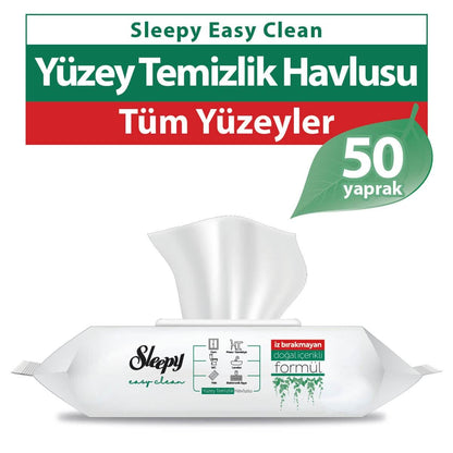 Sleepy Easy Clean Surface Cleaning Wipes 50-Pack - Large & Thick