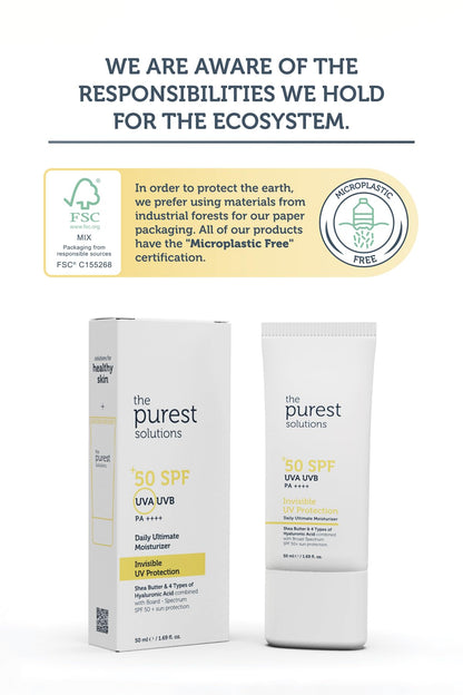 The Purest Solutions Invisible UV Protection SPF50+ Sunscreen - Moisturizing, Non-greasy, Daily UV Protection