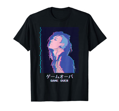 Emo Punk Alt Anime Game Over Vaporwave T-Shirt - Graphic Print for Adults
