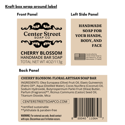 Cherry Blossom Vegan Handmade Soap Bar - 4oz