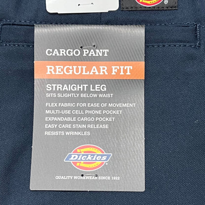 DICKIES Flex Regular Fit Cargo Straight Leg Pant Men's 36X32 Dark Navy WP595DN