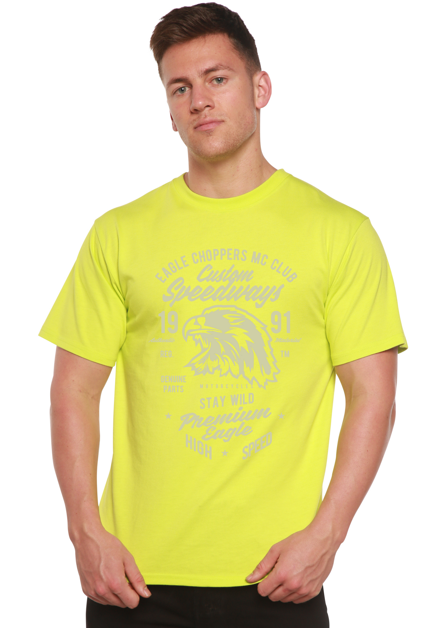 Custom Speedways Premium Eagle Men's Bamboo Viscose/Organic Cotton Short Sleeve Graphic T-Shirt
