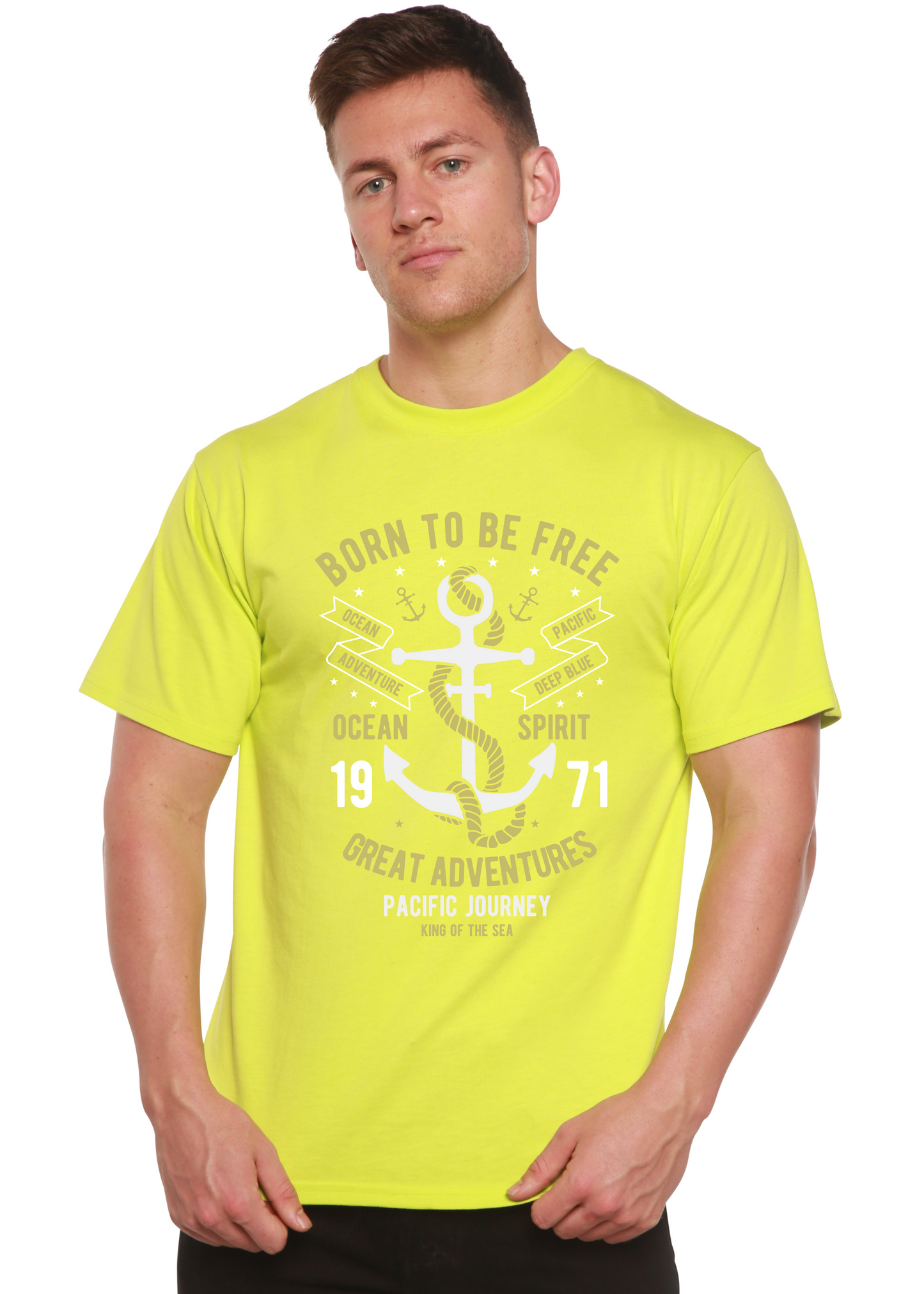 Born To Be Free Men's Bamboo Viscose/Organic Cotton Short Sleeve Graphic T-Shirt
