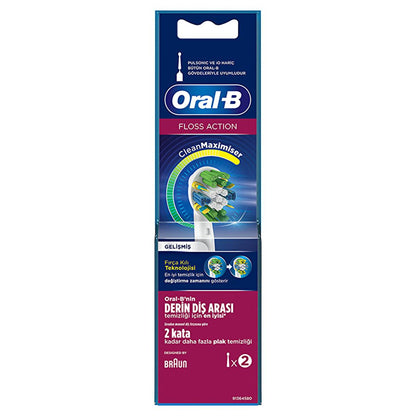 Oral-B Floss Action Replacement Toothbrush Heads (2-Pack) - MicroPulse Bristles, CleanMaximizer Technology
