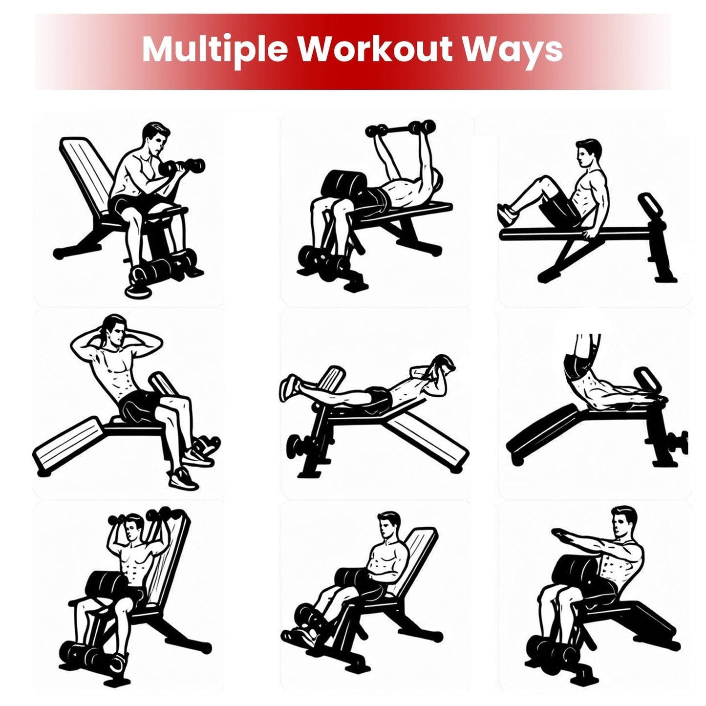 1Pc  Adjustable Weight Bench With Preacher Curl Pad Resistance Bands Leg Extension For Home Gym Full Body Exercise Fedex Shipping