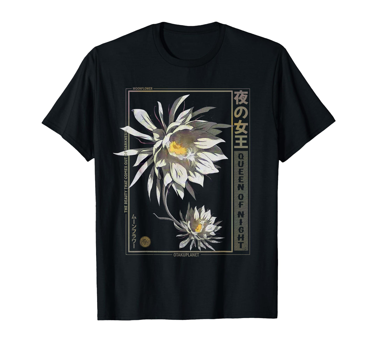Anime Moon Flower Japanese Vaporwave T-Shirt - Unique Graphic Men Women