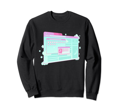 Vaporwave Aesthetic Kawaii E Sweatshirt - Custom Art Print for Adults