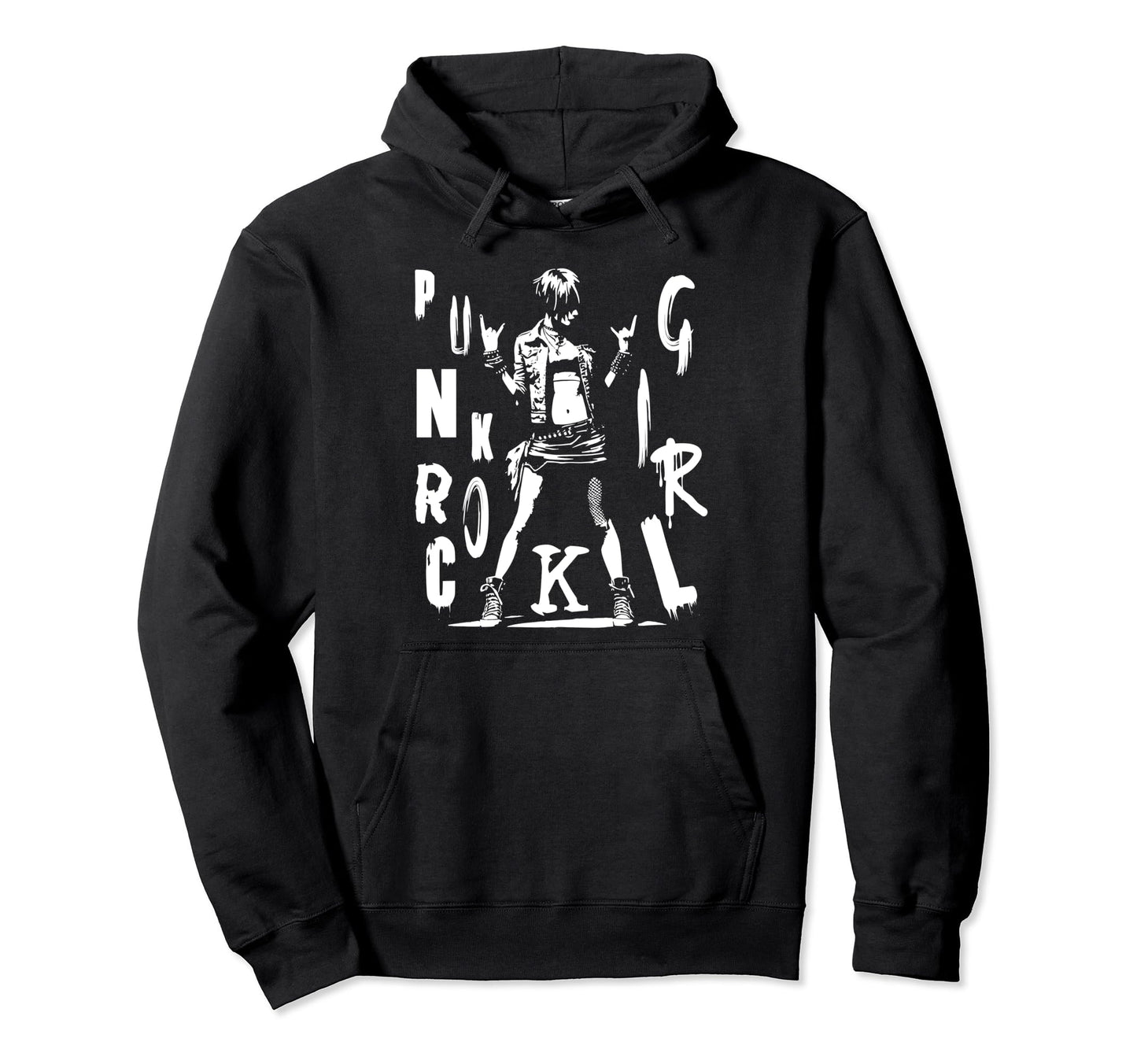Hand Horns Punk Rock 90S Grunge Hoodie - Custom Art Print for Adults