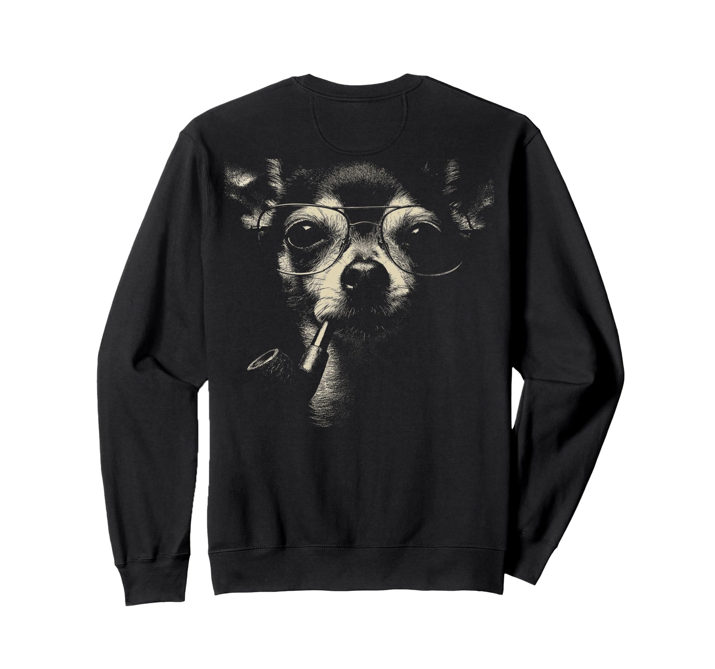 Chihuahua Glasses Smoking Pipe Sweatshirt - Trendy Graphic Men Women