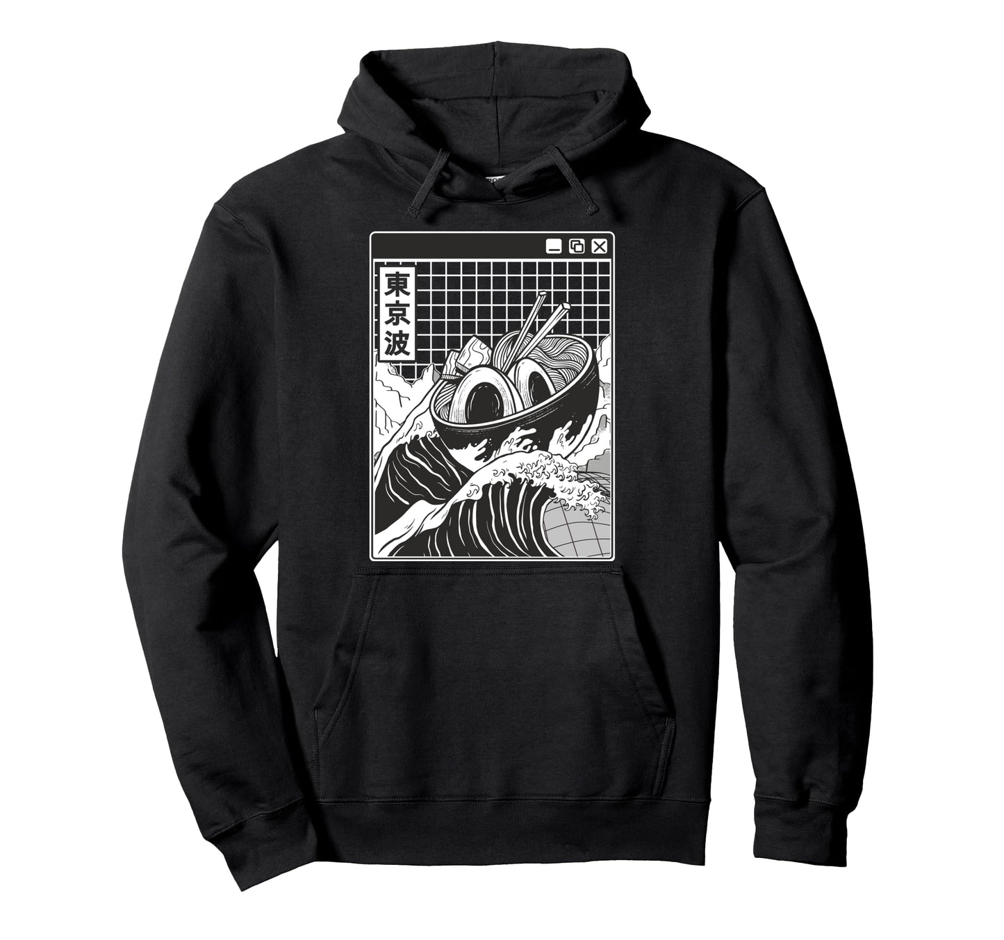 Ramen Bowl Surfing Kanagawa Wave Japan Hoodie - Graphic Print for Adults