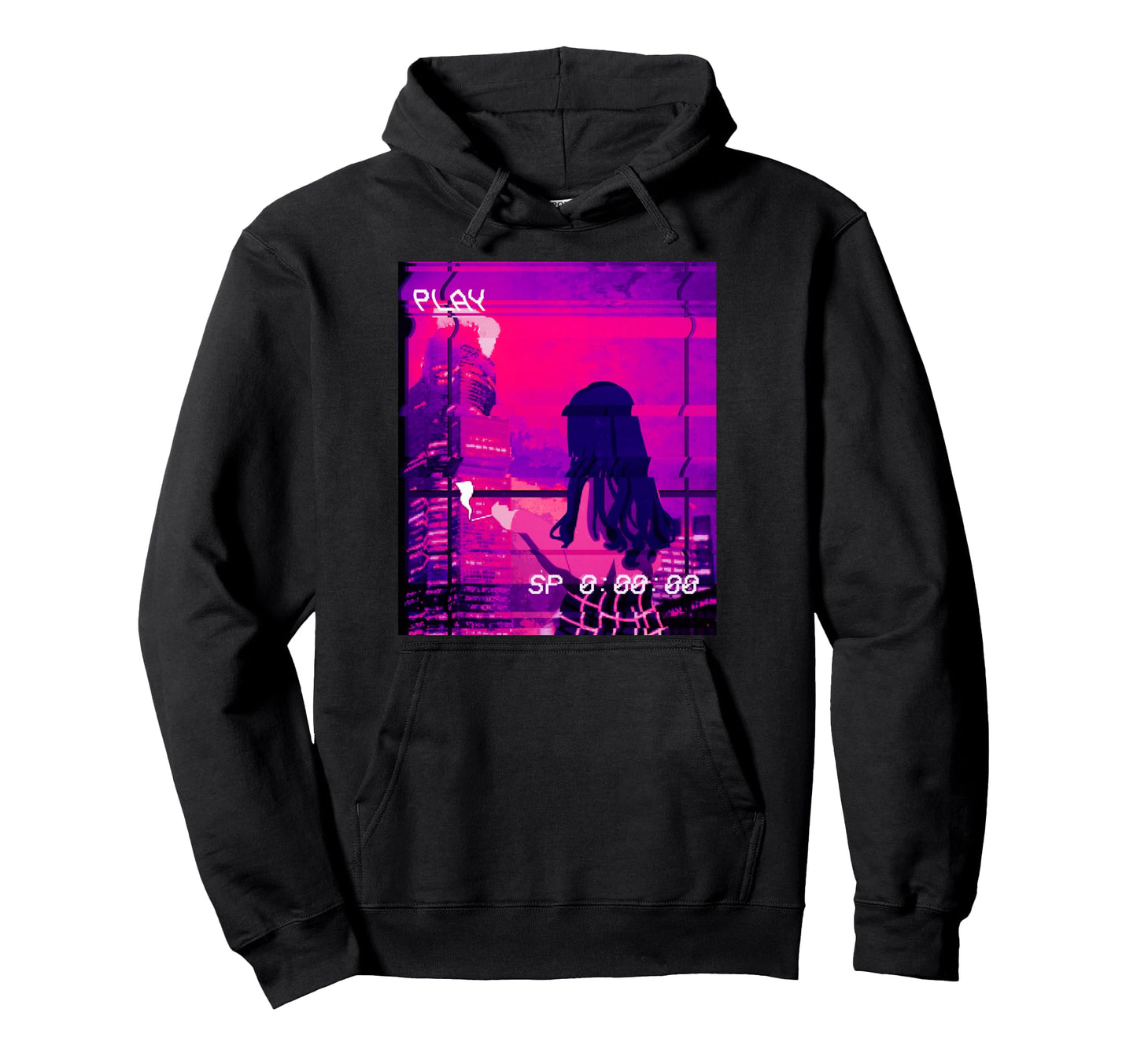 Aesthetic Vaporwave Anime Sad Smoking Hoodie - Graphic Print for Adults