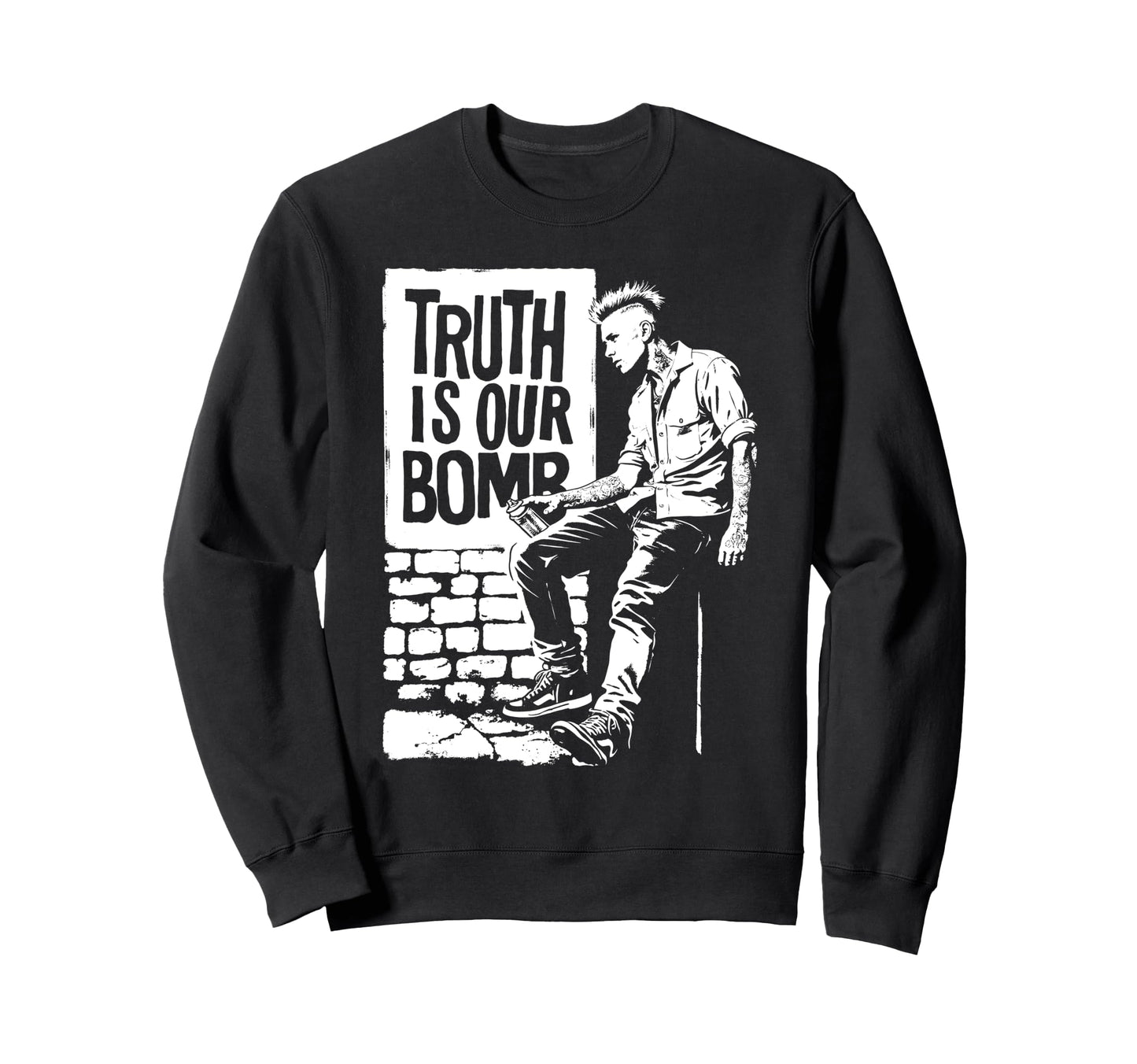 Punk Rock 90S Grunge Distressed Sweatshirt - Casual Everyday Wear Unisex