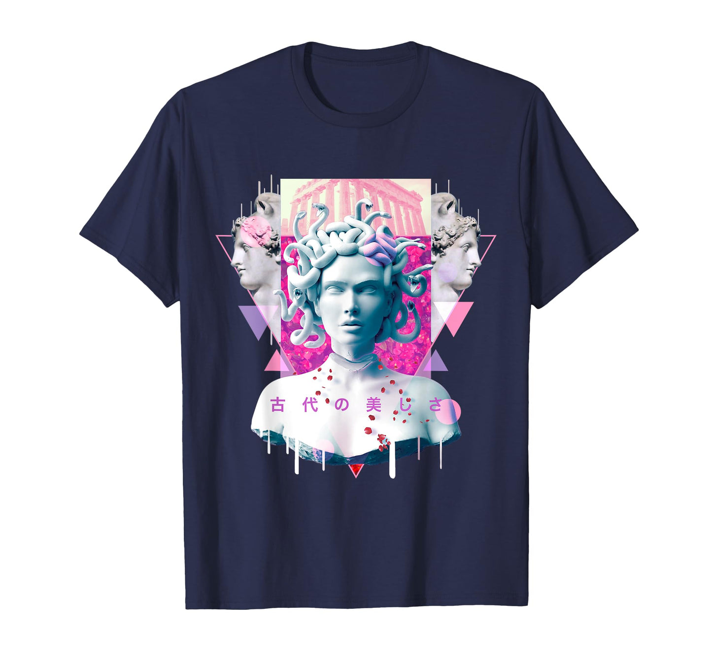 Vaporwave Medusa Statue Aesthetic T-Shirt - Unique Graphic for Adults