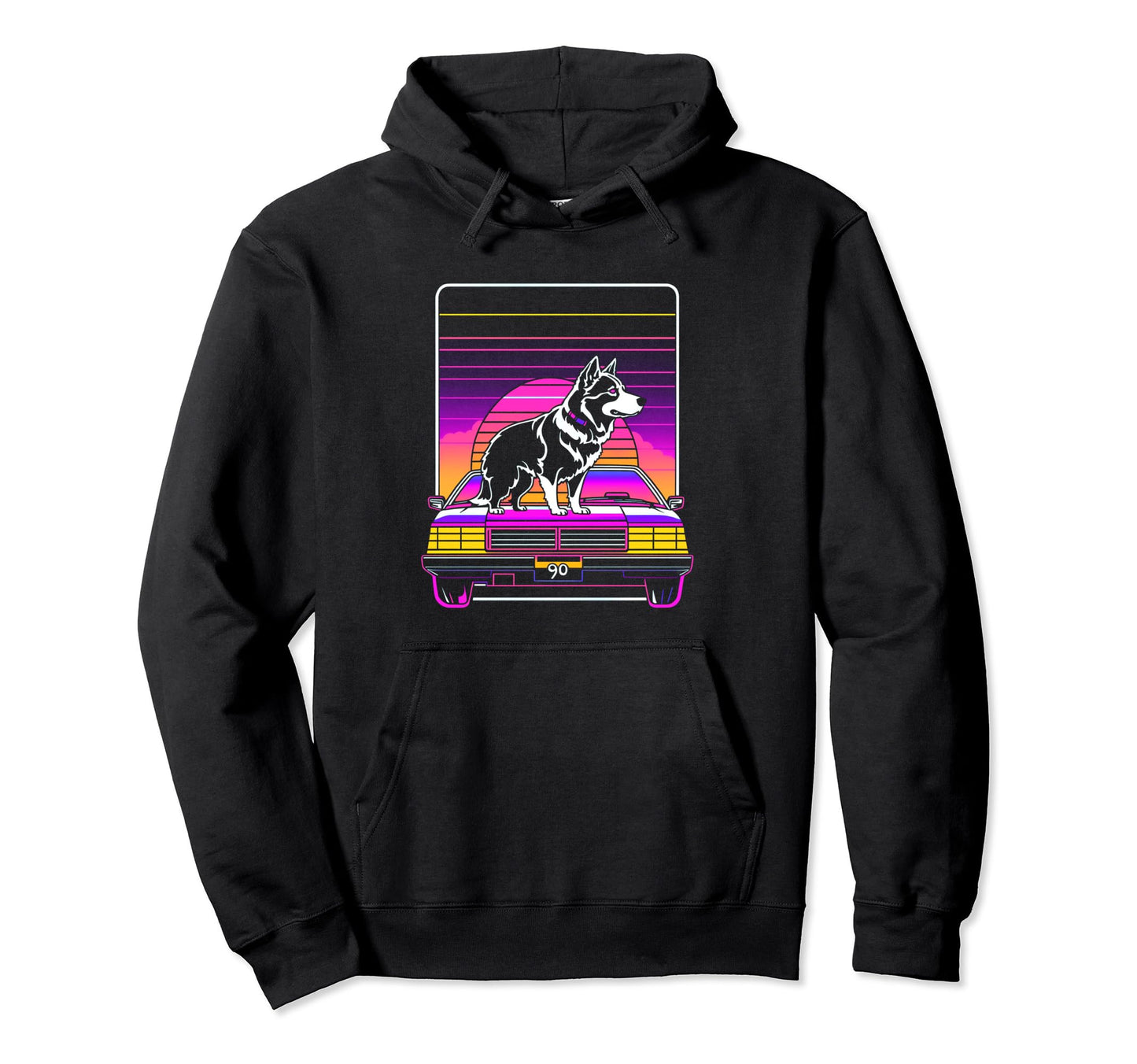 Vaporwave Aesthetic Dog Hoodie - Trendy Graphic Unisex