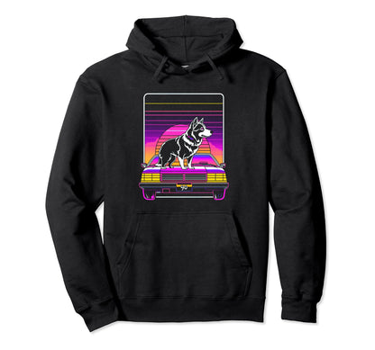 Vaporwave Aesthetic Dog Hoodie - Trendy Graphic Unisex