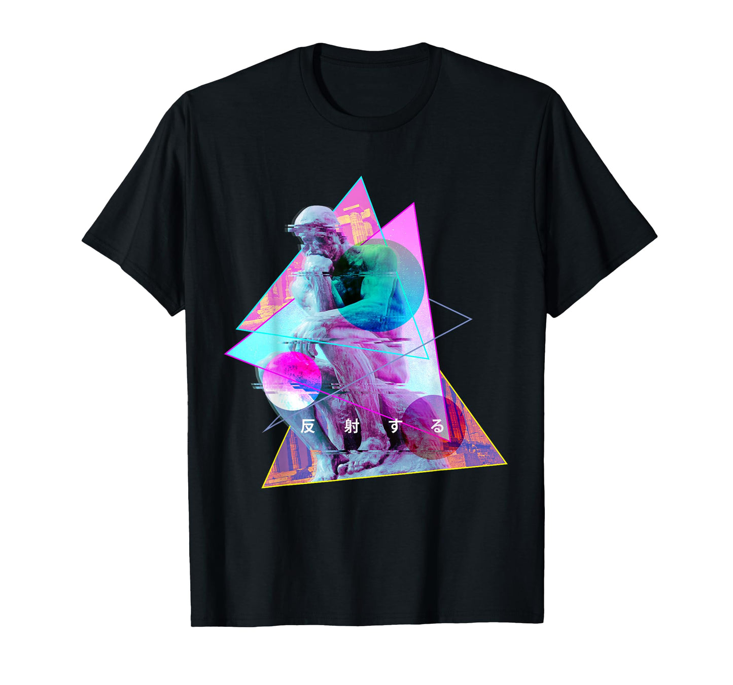 Rodin Thinker Statue Vaporwave T-Shirt - Trendy Graphic for Adults