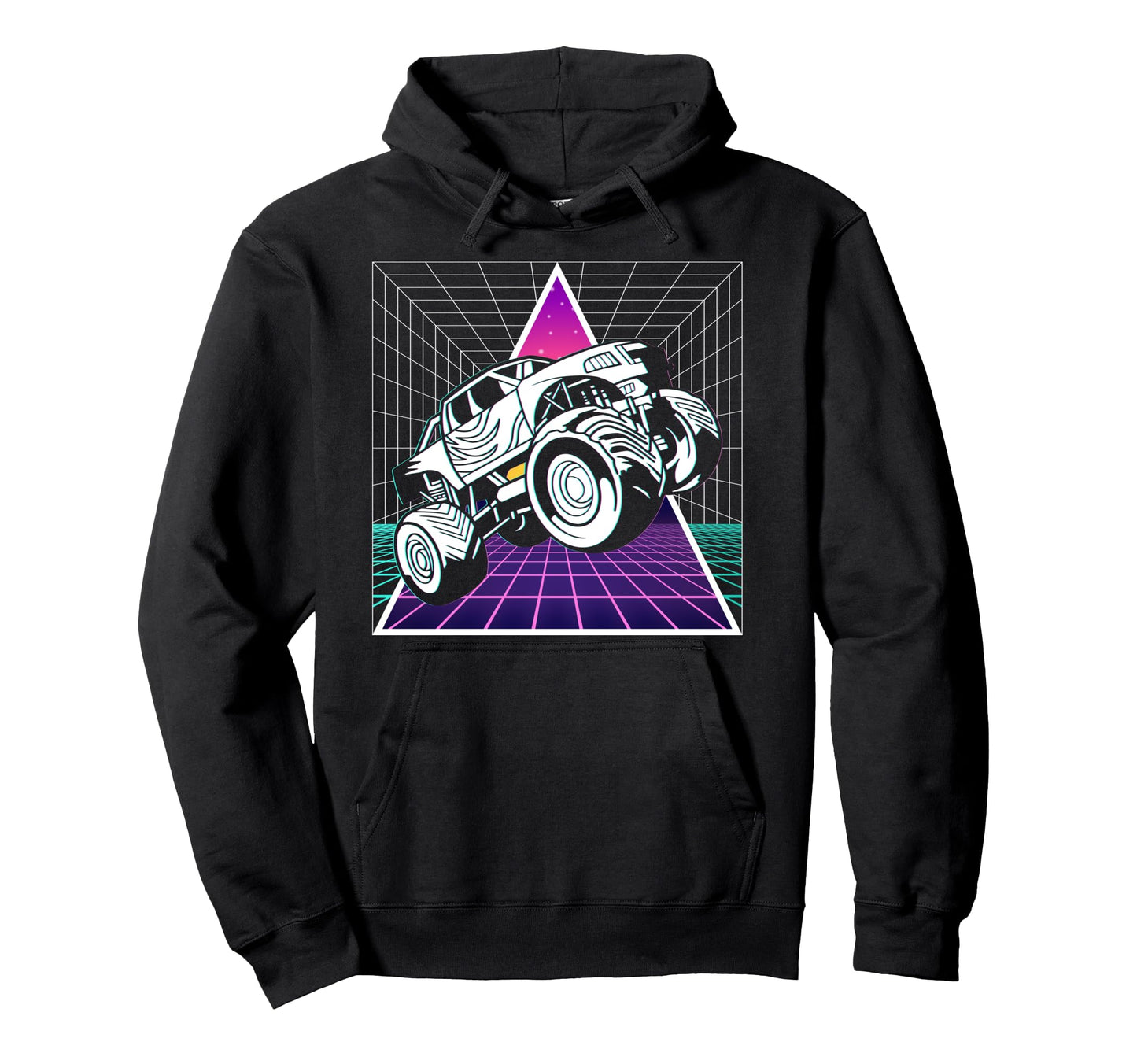 Vaporwave Aesthetic Monster Truck Hoodie - Minimalist Print Men Women