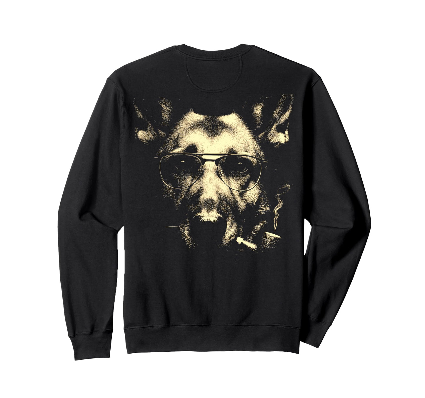 German Shepherd Glasses Smoking Sweatshirt - Fun Novelty Design for Adults